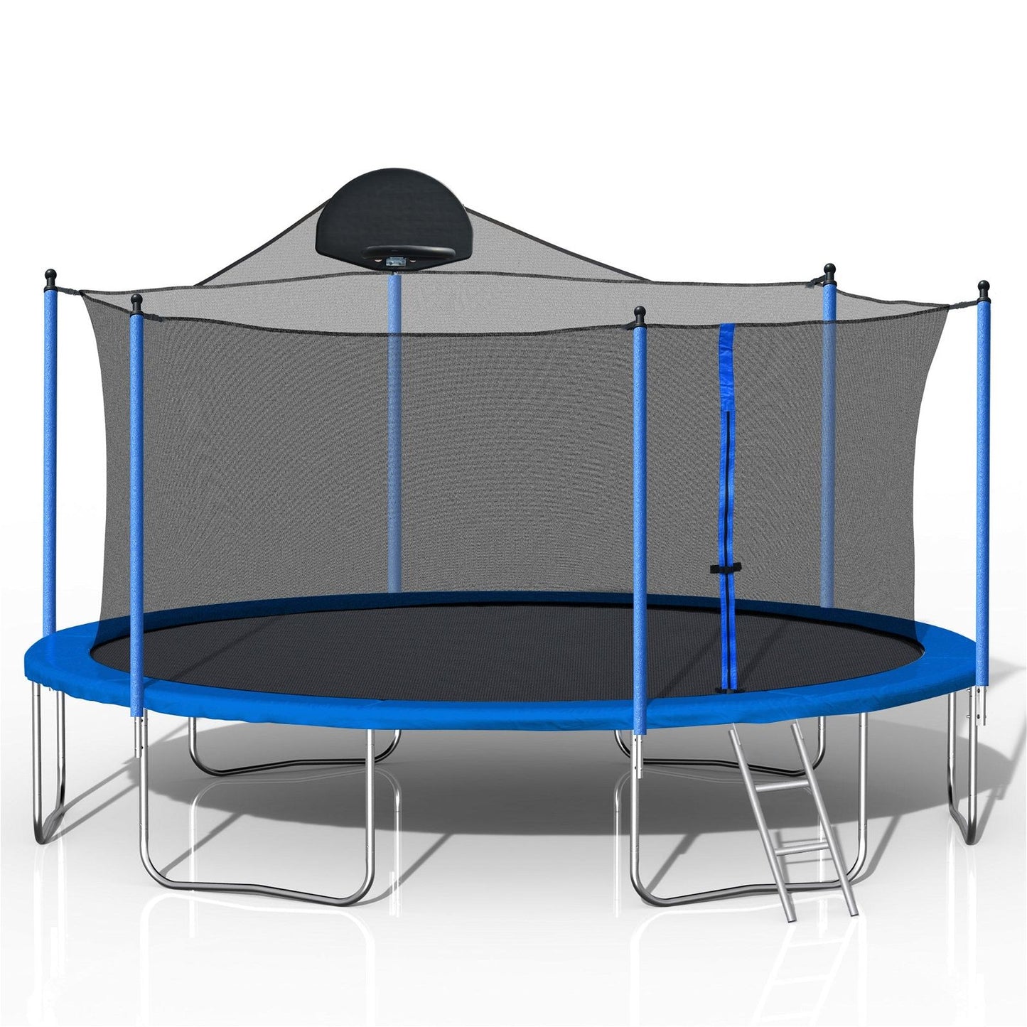14FT Trampoline for Adults & Kids with Basketball Hoop Outdoor - Luceroclub.com
