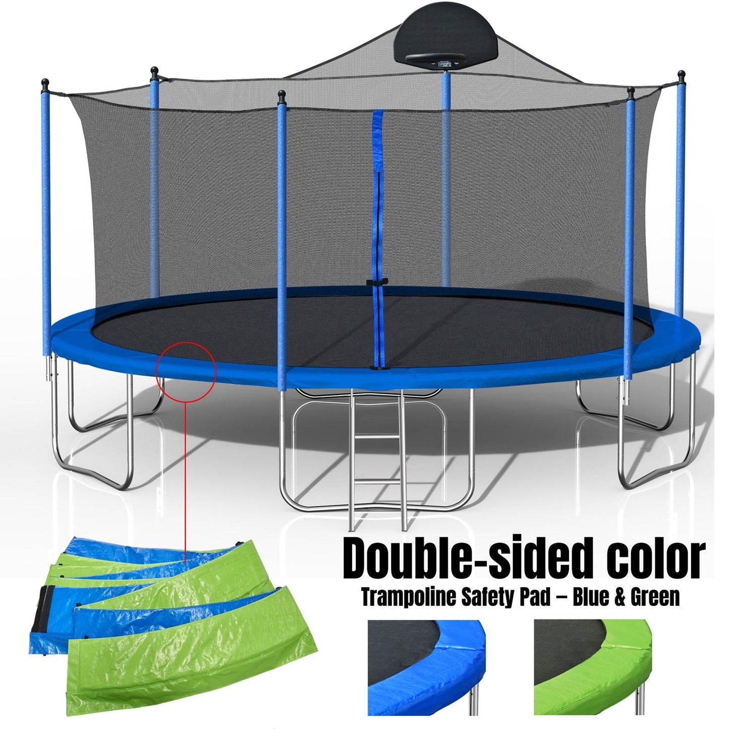 14FT Trampoline for Adults & Kids with Basketball Hoop Outdoor - Luceroclub.com