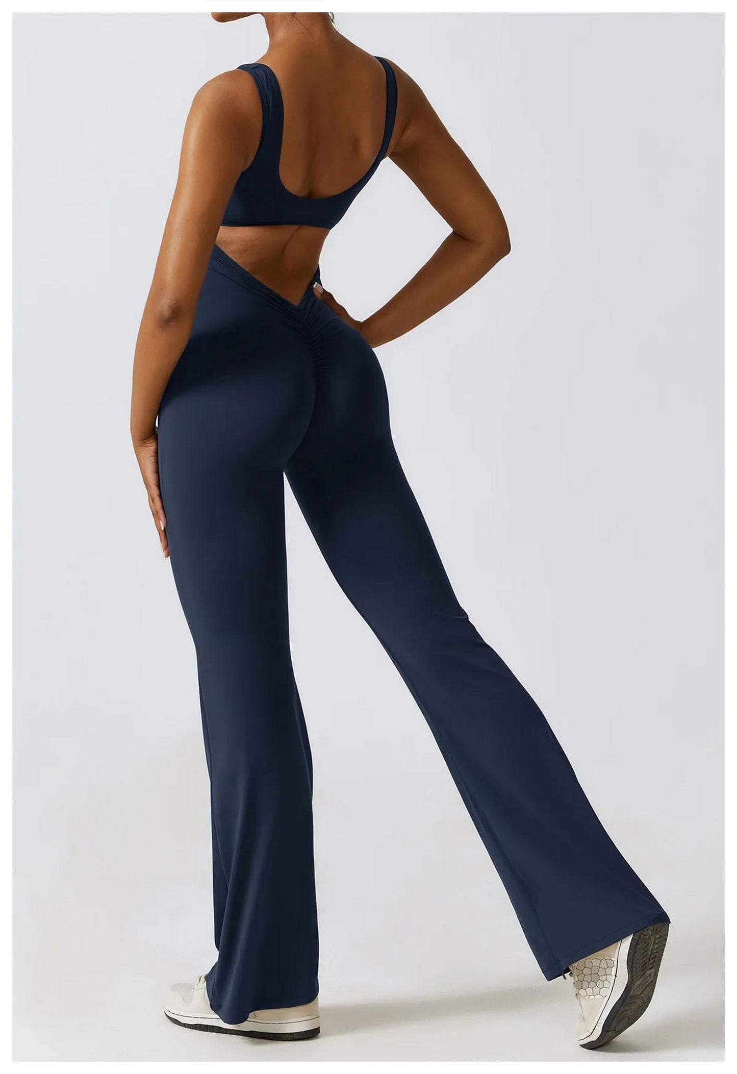 VogueFlare - V-Back Flared Viral Backless Jumpsuit - Luceroclub.com